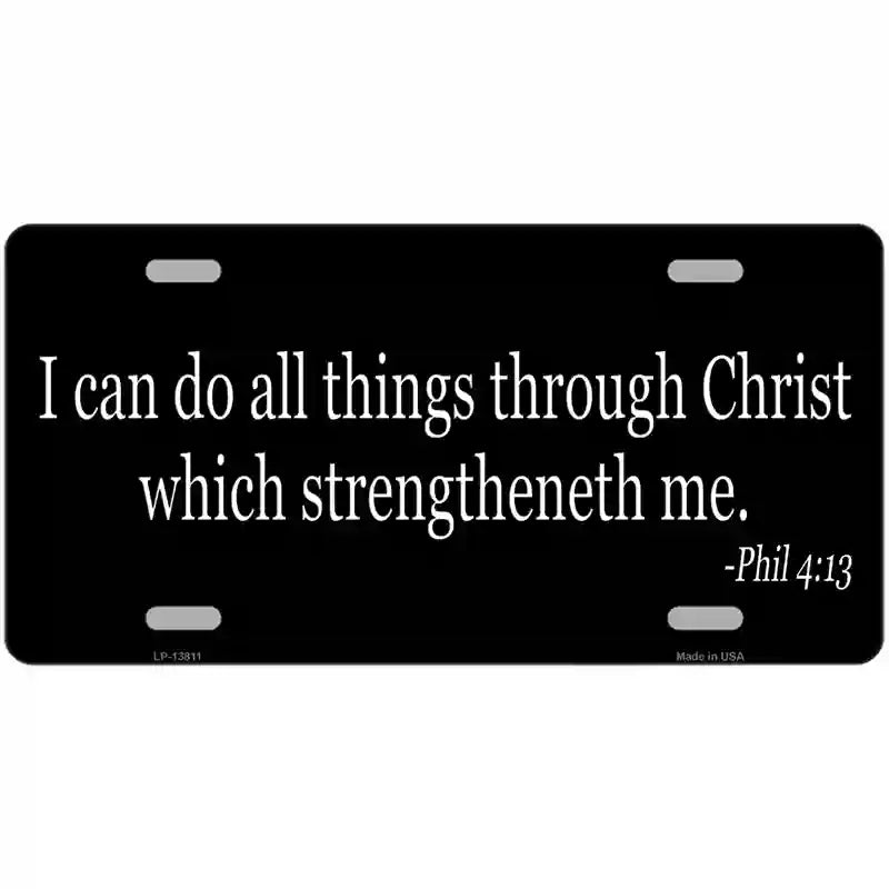 LLP-13811 24 x 12 in. Phil 4 13 Bible Verse Novelty Metal License Plate Tag