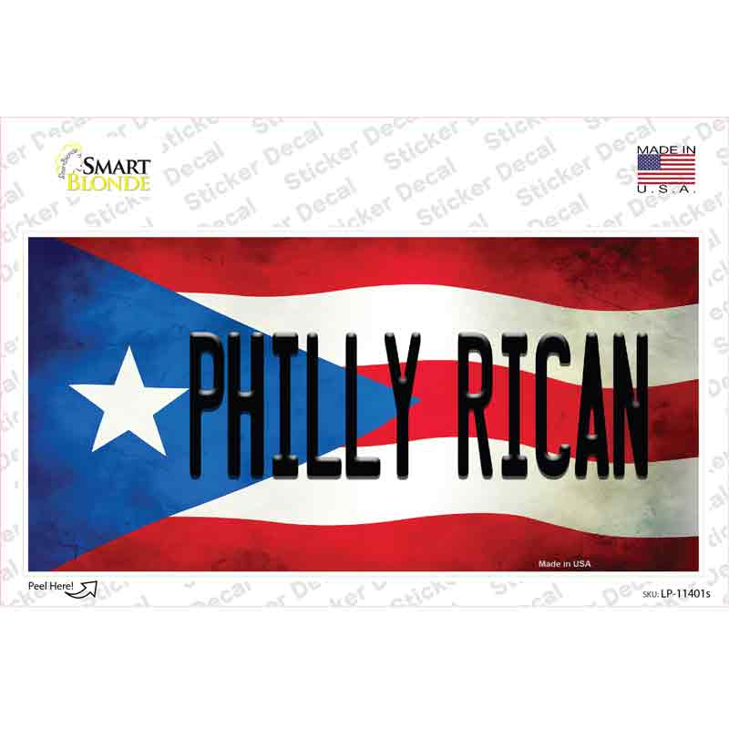 LP-11401s-M Philly Rican Puerto Rico Flag Novelty Sticker Decal - Medium
