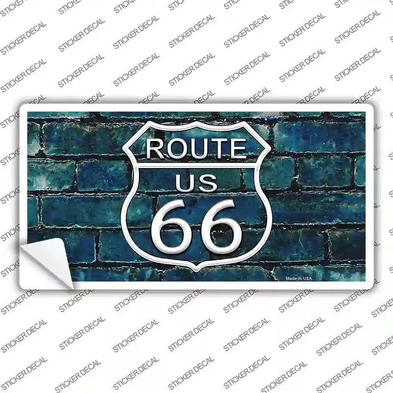 LP-11456s-L Route 66 Blue Brick Wall Novelty Sticker Decal - Large