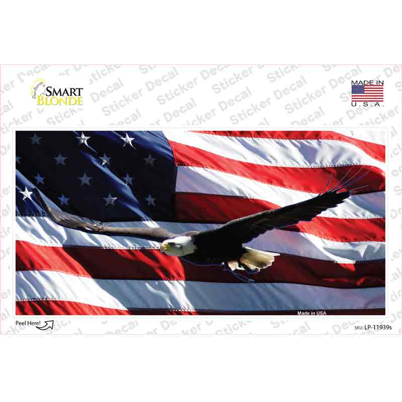 LP-11939s-M Soaring Eagle Flag Novelty Sticker Decal - Medium