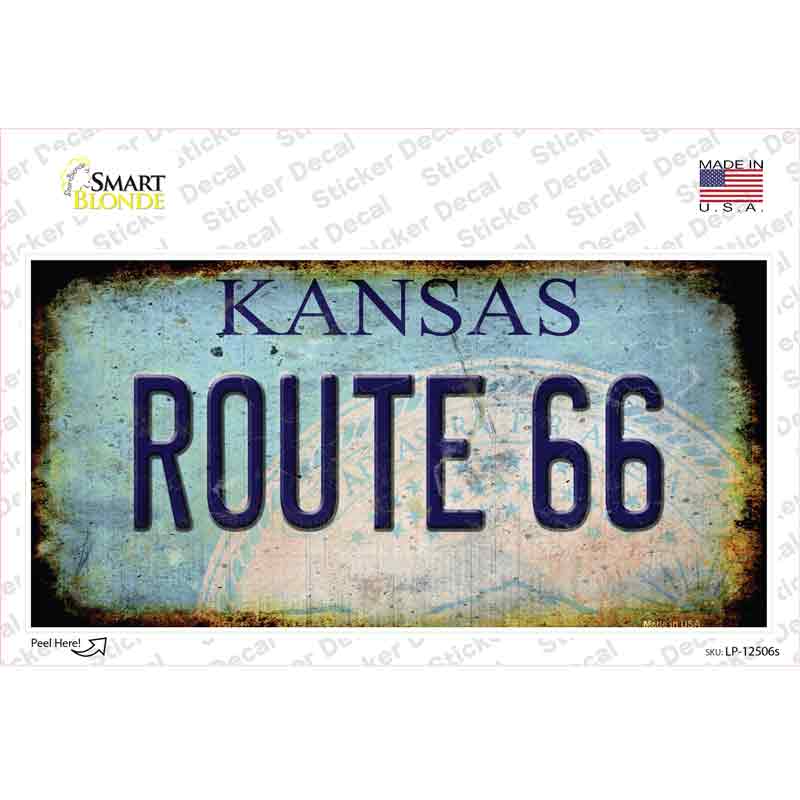 LP-12506s-M Route 66 Kansas Novelty Sticker Decal - Medium