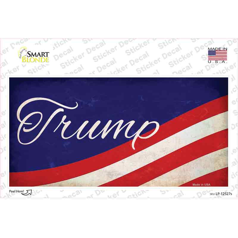 LP-12527s-M Trump on Waving Flag Novelty Sticker Decal - Medium