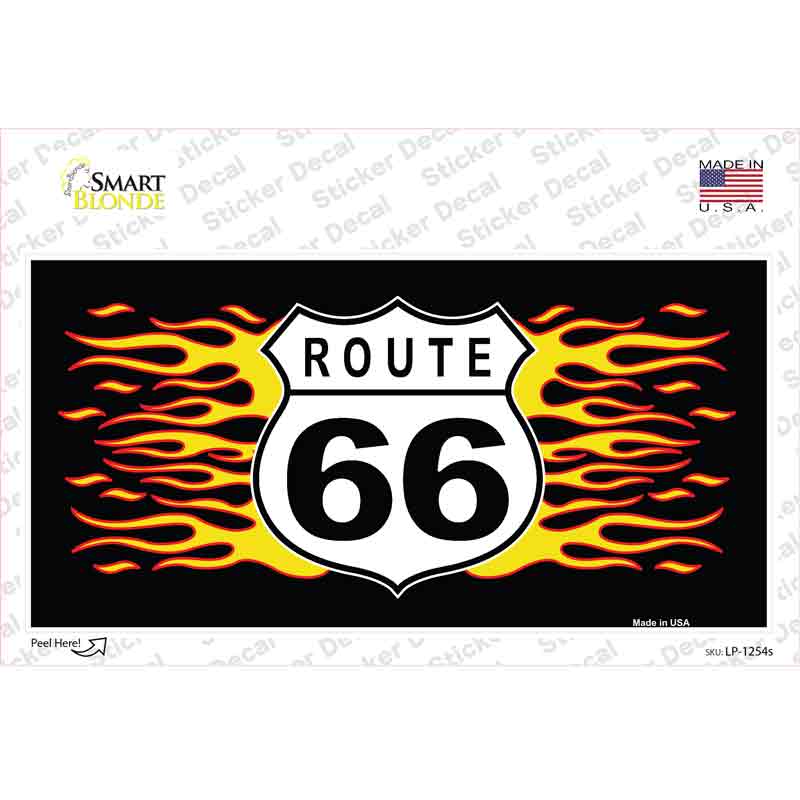 LP-1254s-M Route 66 Flames Novelty Sticker Decal - Medium