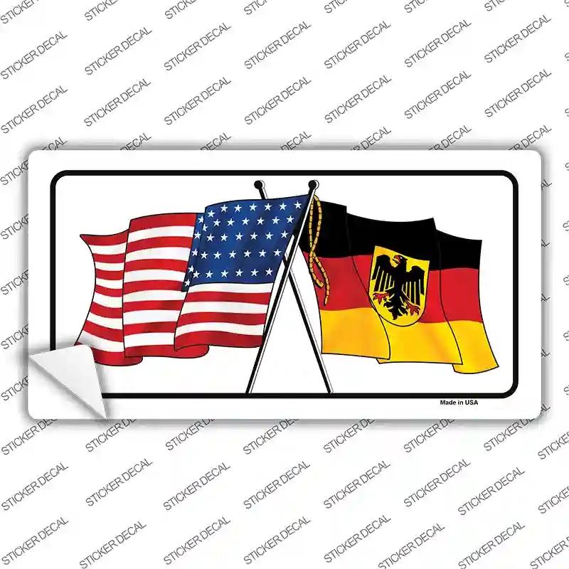 LP-11513s-XL Germany Crossed US Flag Novelty Sticker Decal - Extra Large