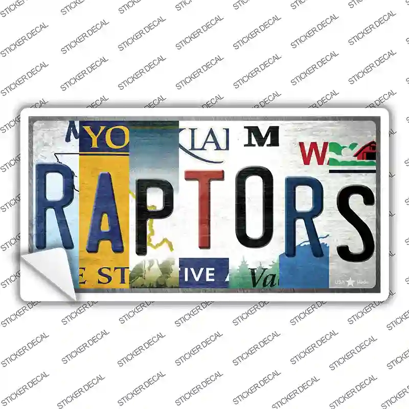 LP-13238s-XL Raptors Strip Art Novelty Sticker Decal - Extra Large