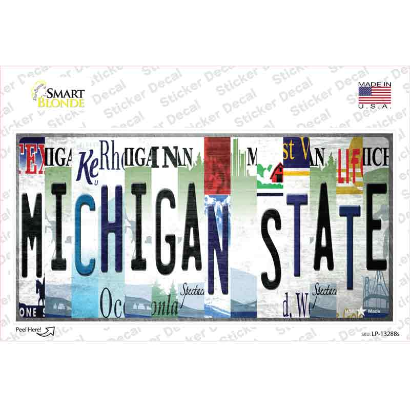 LP-13288s-M Michigan State Strip Art Novelty Sticker Decal - Medium