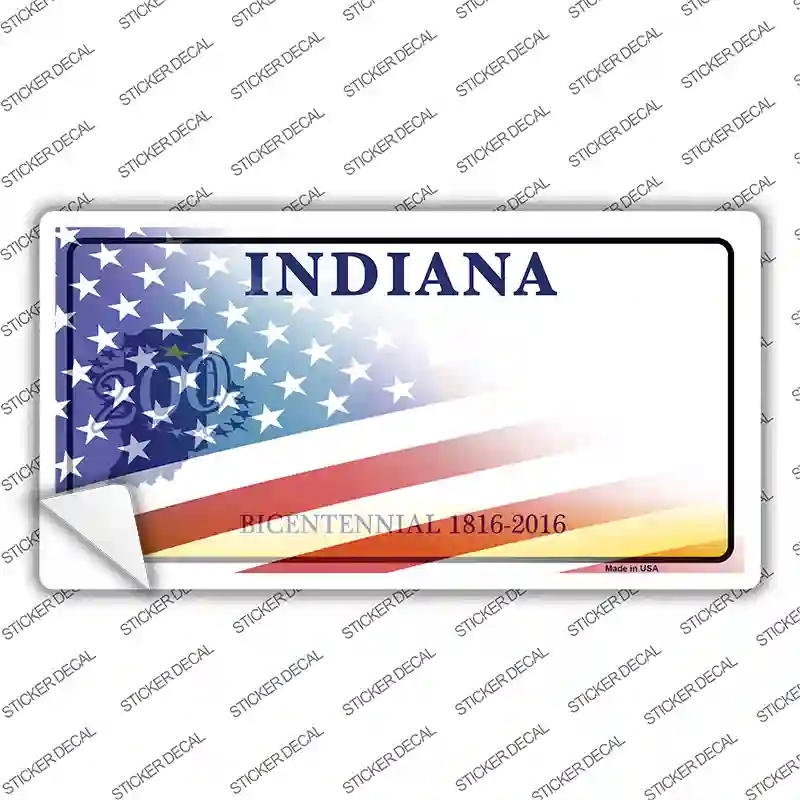 LP-12459s-XL Indiana Half American Flag Novelty Sticker Decal - Extra Large