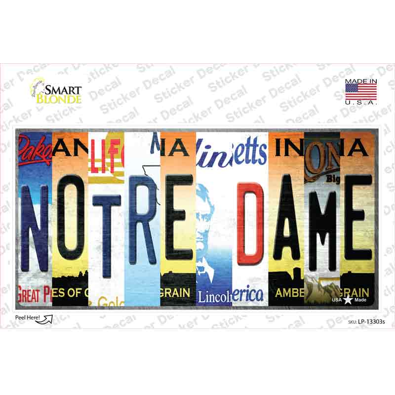 LP-13303s-M Notre Dame Strip Art Novelty Sticker Decal - Medium