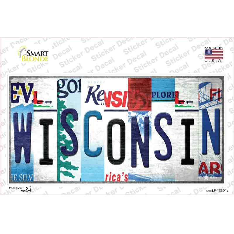 LP-13304s-M Wisconsin Strip Art Novelty Sticker Decal - Medium