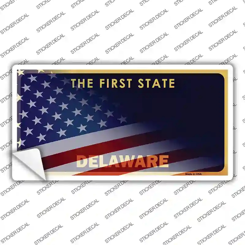 LP-12337s-S Delaware with American Flag Novelty Sticker Decal - Small