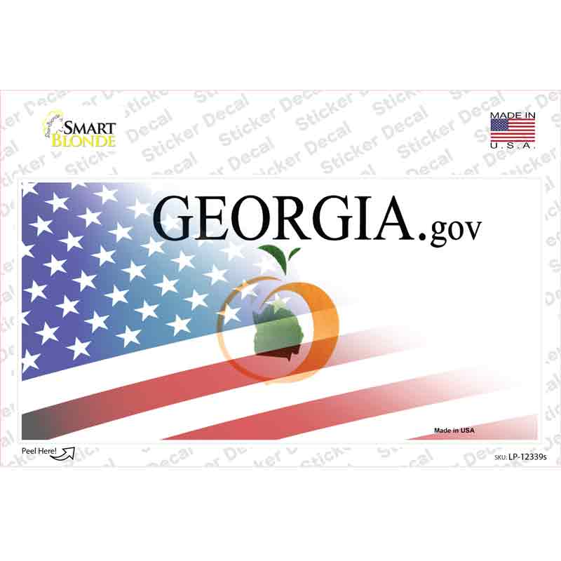 LP-12339s-M Georgia with American Flag Novelty Sticker Decal - Medium