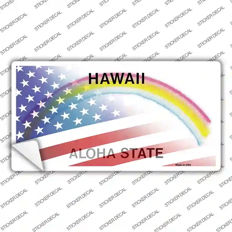 LP-12340s-L Hawaii with American Flag Novelty Sticker Decal - Large