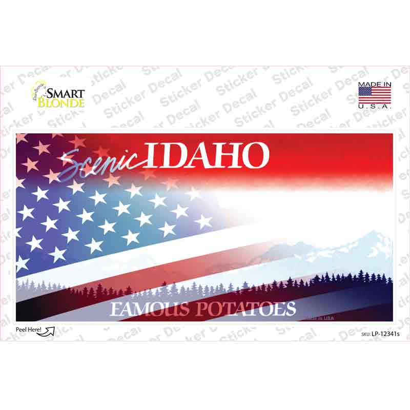 LP-12341s-M Idaho with American Flag Novelty Sticker Decal - Medium