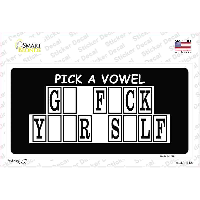 LP-1312s-M Pick A Vowel Novelty Sticker Decal - Medium