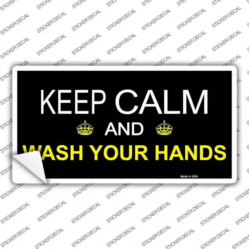 LP-13592s-L Keep Calm Wash Your Hands Novelty Sticker Decal - Large
