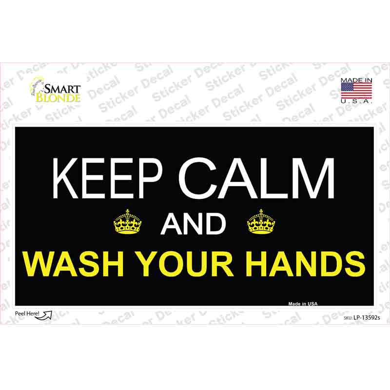 LP-13592s-M Keep Calm Wash Your Hands Novelty Sticker Decal - Medium