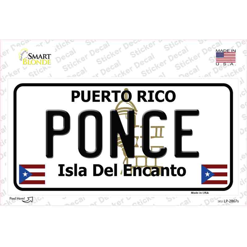 LP-2867s-M Ponce Puerto Rico Novelty Sticker Decal - Medium