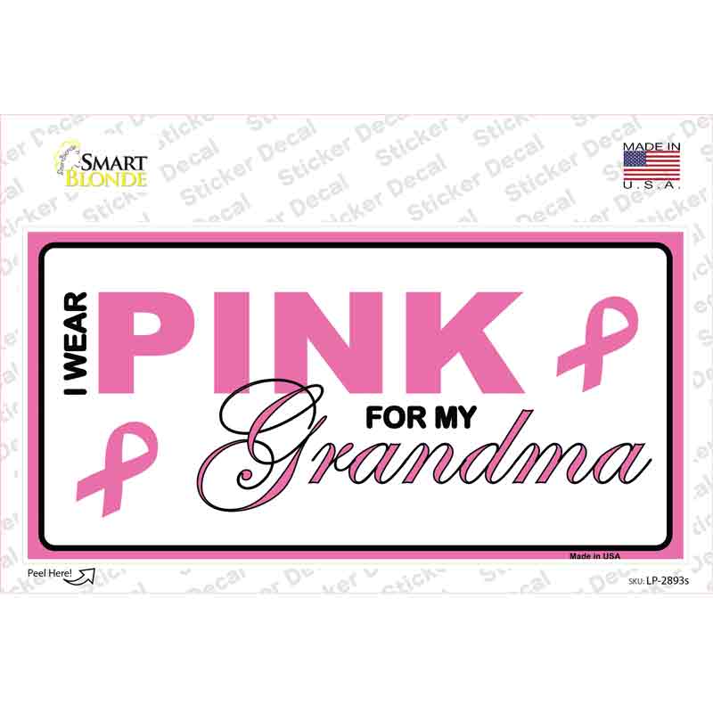 LP-2893s-M Pink for Grandma Novelty Sticker Decal - Medium