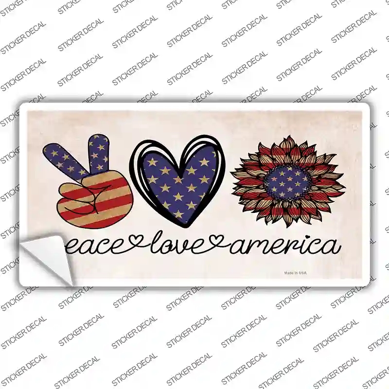 LP-13971s-S Peace Love America Novelty Sticker Decal - Small