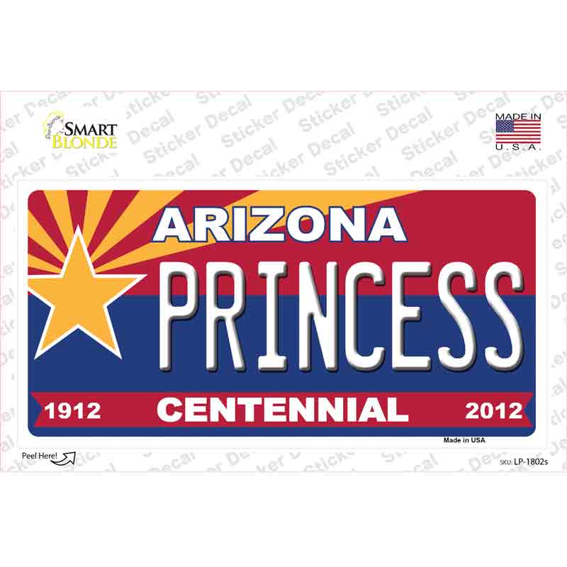 LP-1802s-M Arizona Centennial Princess Novelty Sticker Decal - Medium