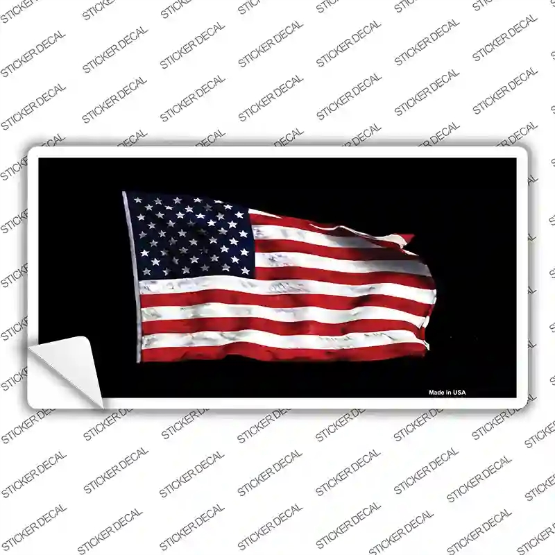 LP-142s-L Waving American Flag Black Novelty Sticker Decal - Large