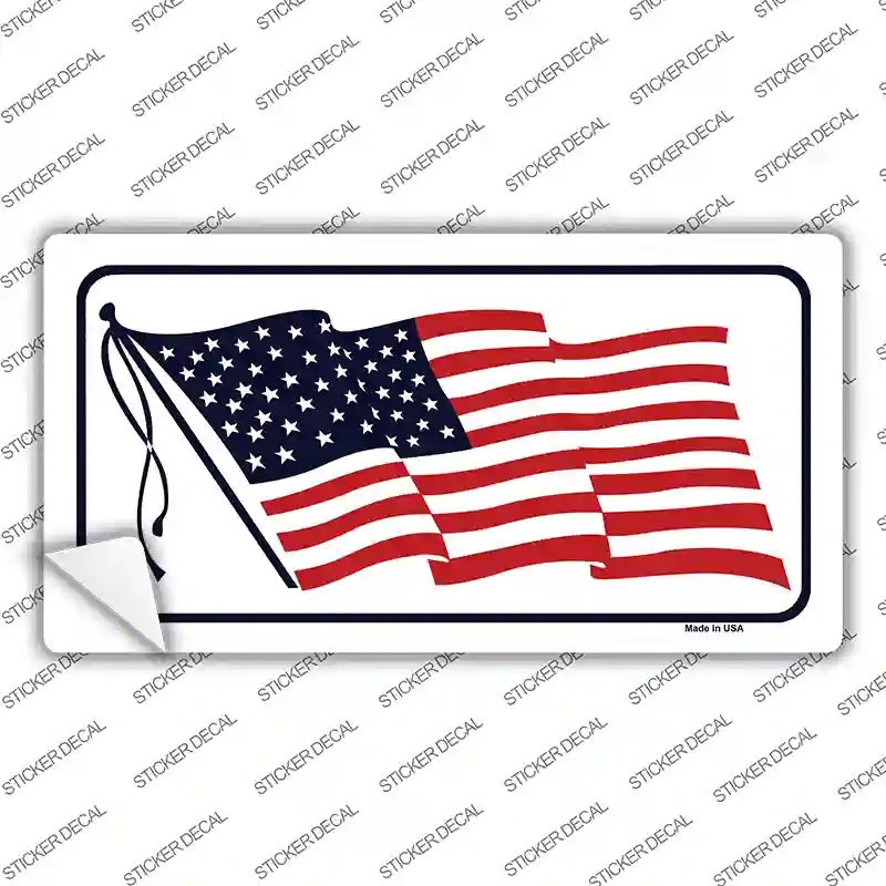 LP-143s-L American Flag Waving White Novelty Sticker Decal - Large
