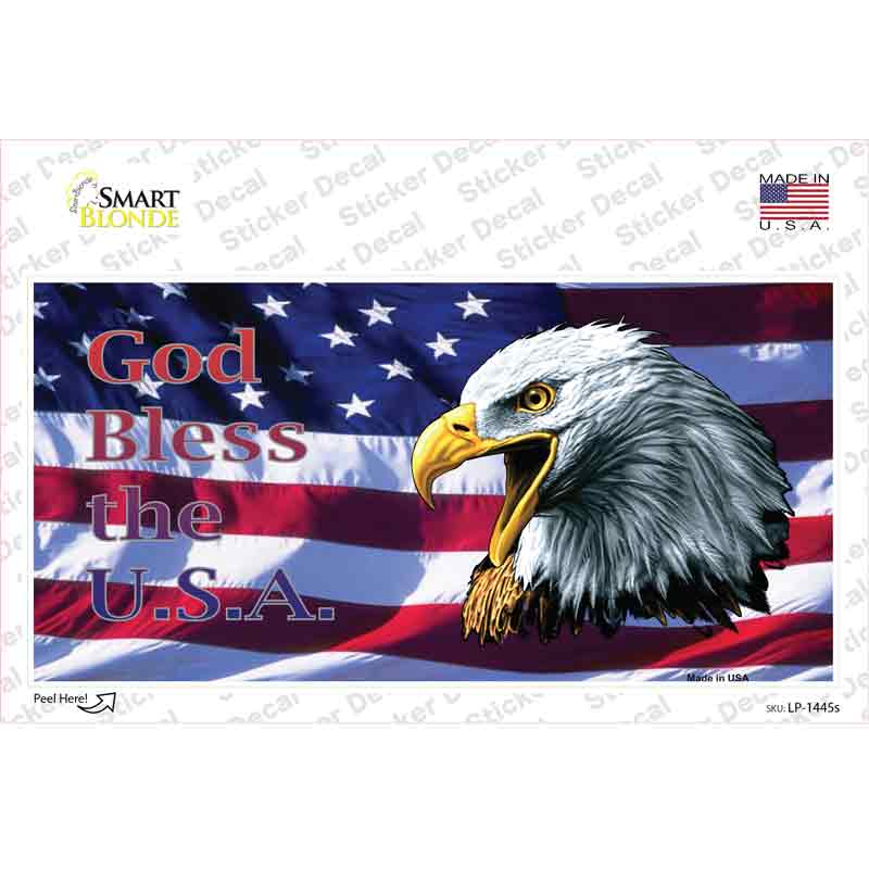 LP-1445s-M God Bless the USA Eagle Novelty Sticker Decal - Medium