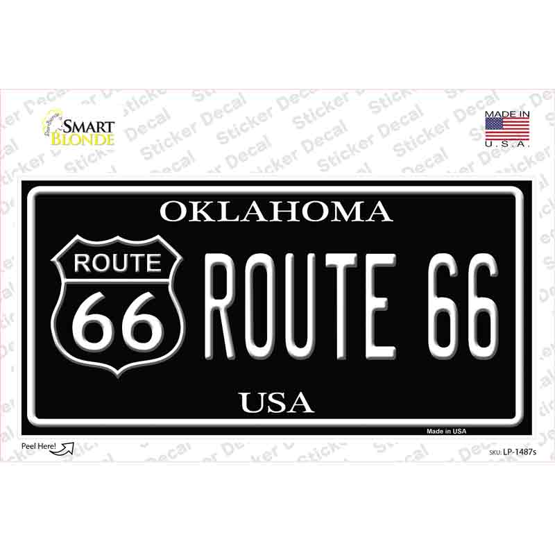 LP-1487s-M Route 66 Oklahoma Black Novelty Sticker Decal - Medium