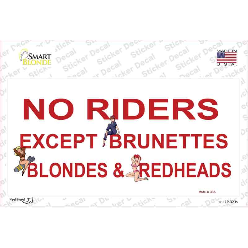 LP-323s-M No Riders Except Novelty Sticker Decal - Medium