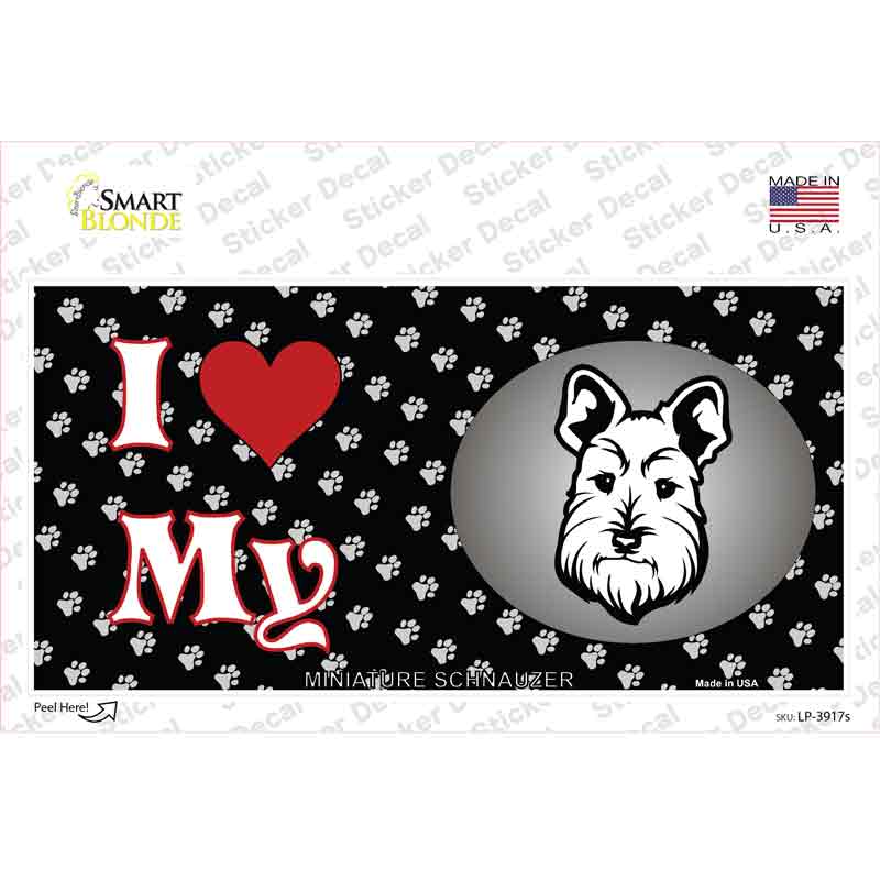 LP-3917s-M I Love My Miniature Schnauzer Novelty Sticker Decal - Medium