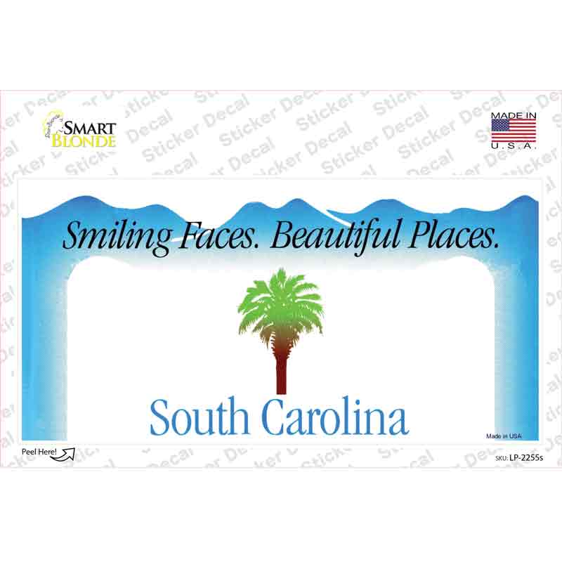 LP-2255s-M South Carolina State Blank Novelty Sticker Decal - Medium