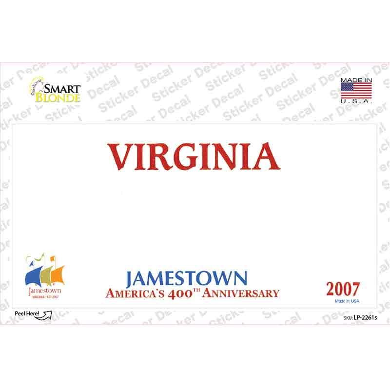 LP-2261s-M Virginia State Blank Novelty Sticker Decal - Medium