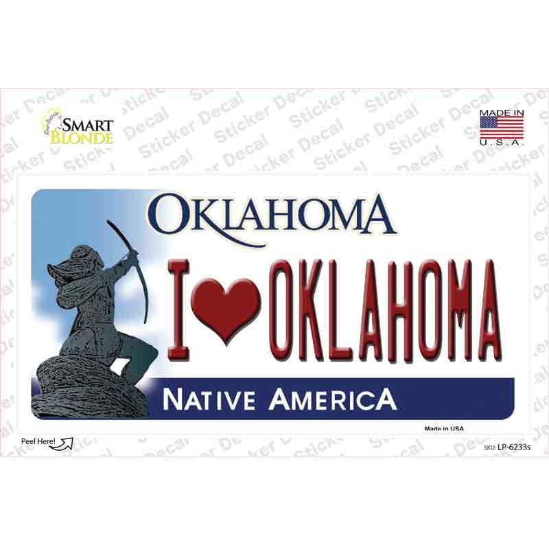 LP-6233s-M I Love Oklahoma Novelty Sticker Decal - Medium