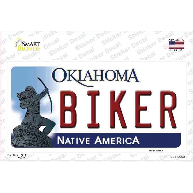 LP-6244s-M Biker Oklahoma Novelty Sticker Decal - Medium