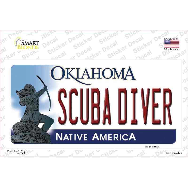 LP-6247s-M Scuba Diver Oklahoma Novelty Sticker Decal - Medium