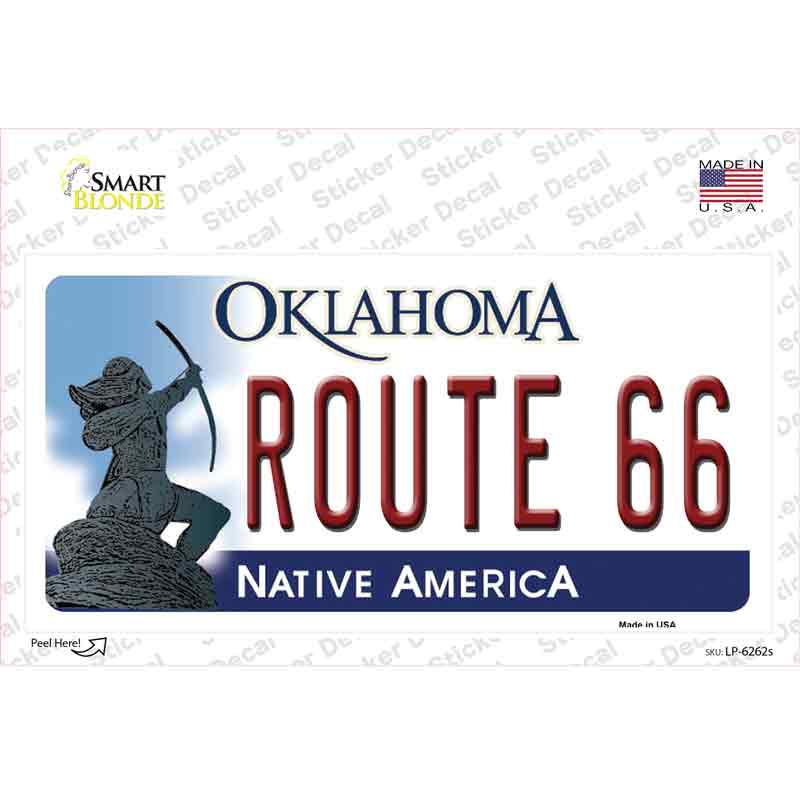 LP-6262s-M Route 66 Oklahoma Novelty Sticker Decal - Medium
