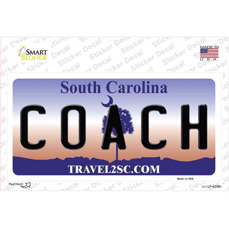 LP-6298s-M Coach South Carolina Novelty Sticker Decal - Medium