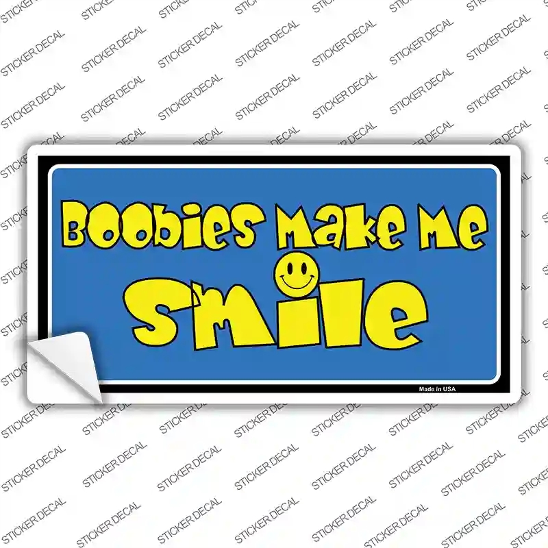 LP-4349s-XL Boobies Make Me Smile Blue Novelty Sticker Decal - Extra Large