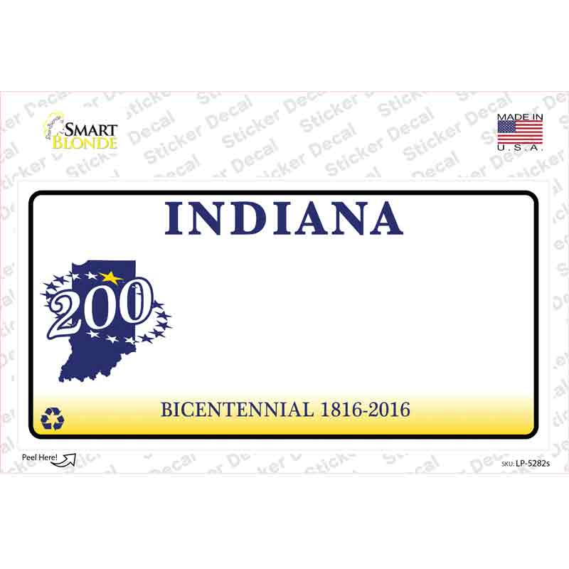 LP-5282s-M Indiana State Bicentennial Novelty Sticker Decal - Medium