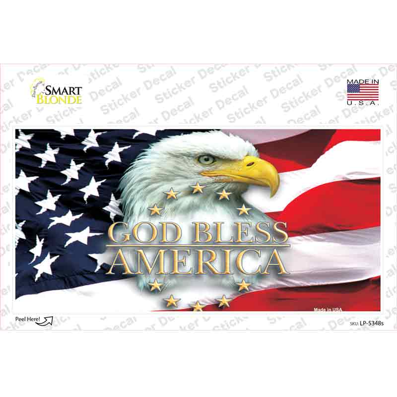 LP-5348s-M God Bless America Eagle Novelty Sticker Decal - Medium