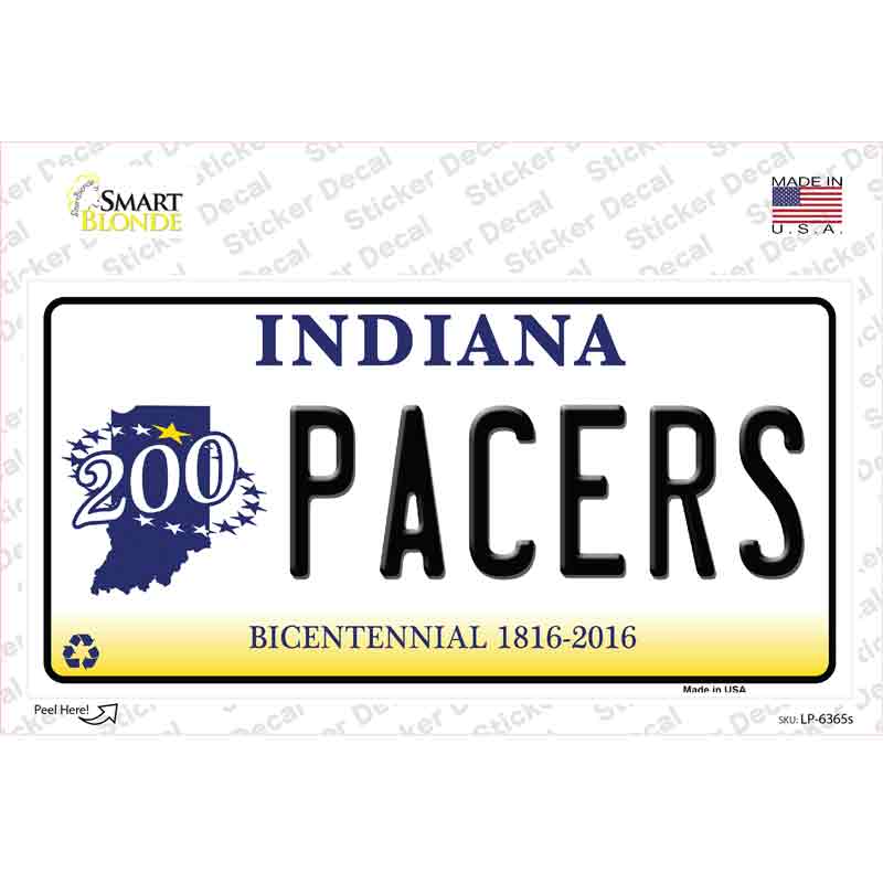 LP-6365s-M Pacers Indiana Novelty Sticker Decal - Medium