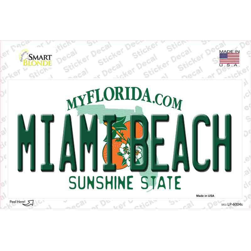 LP-6004s-M Miami Beach Florida Novelty Sticker Decal - Medium