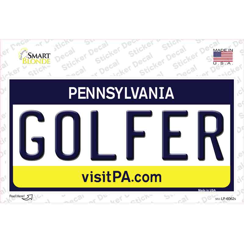 LP-6062s-M Golfer Pennsylvania State Novelty Sticker Decal - Medium
