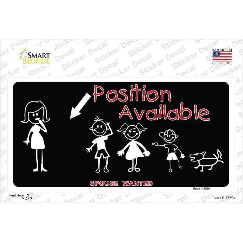 LP-4779s-M Position Available Male Novelty Sticker Decal - Medium