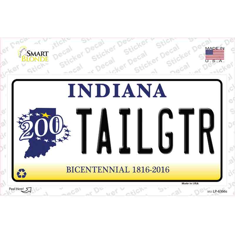 LP-6366s-M Tailgtr Indiana Background Novelty Sticker Decal - Medium