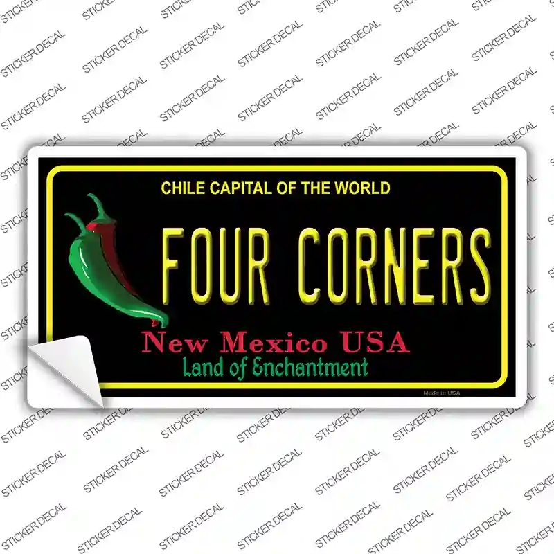 LP-6664s-S Four Corners Black   Mexico Novelty Sticker Decal - Small