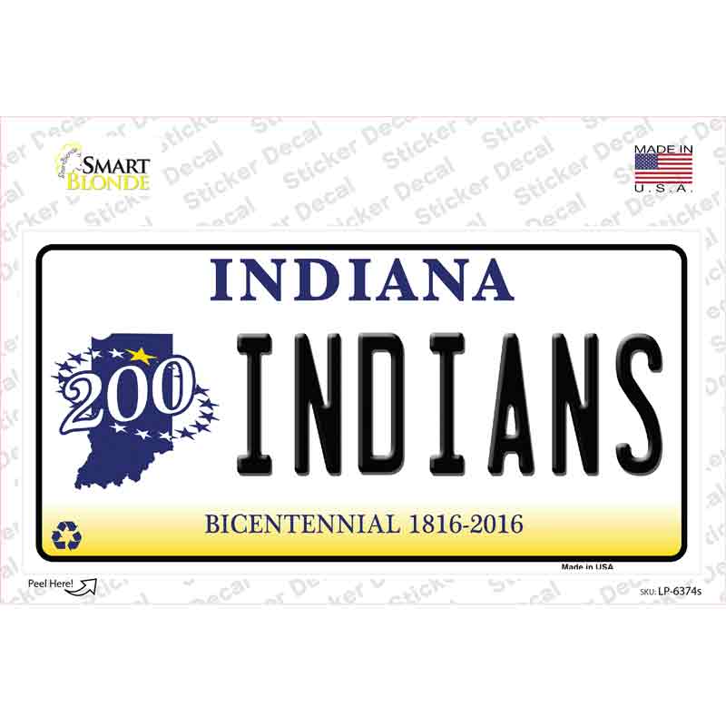 LP-6374s-M Indians Indiana Novelty Sticker Decal - Medium