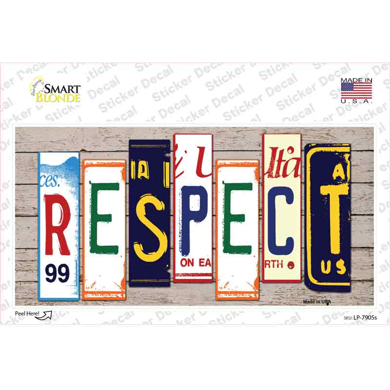 LP-7905s-M Respect Wood Art Novelty Sticker Decal - Medium