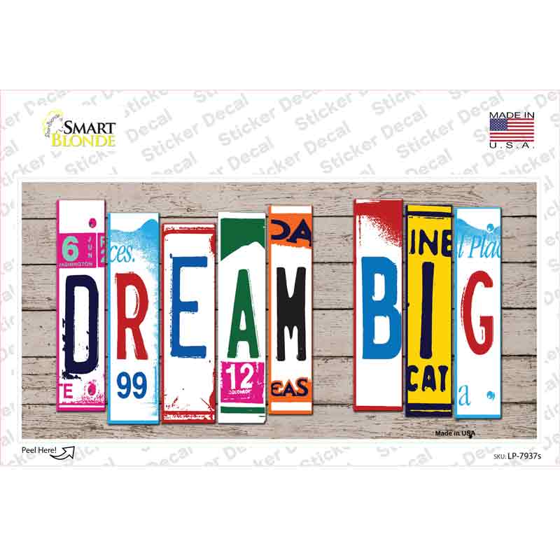 LP-7937s-M Dream Big Wood Art Novelty Sticker Decal - Medium
