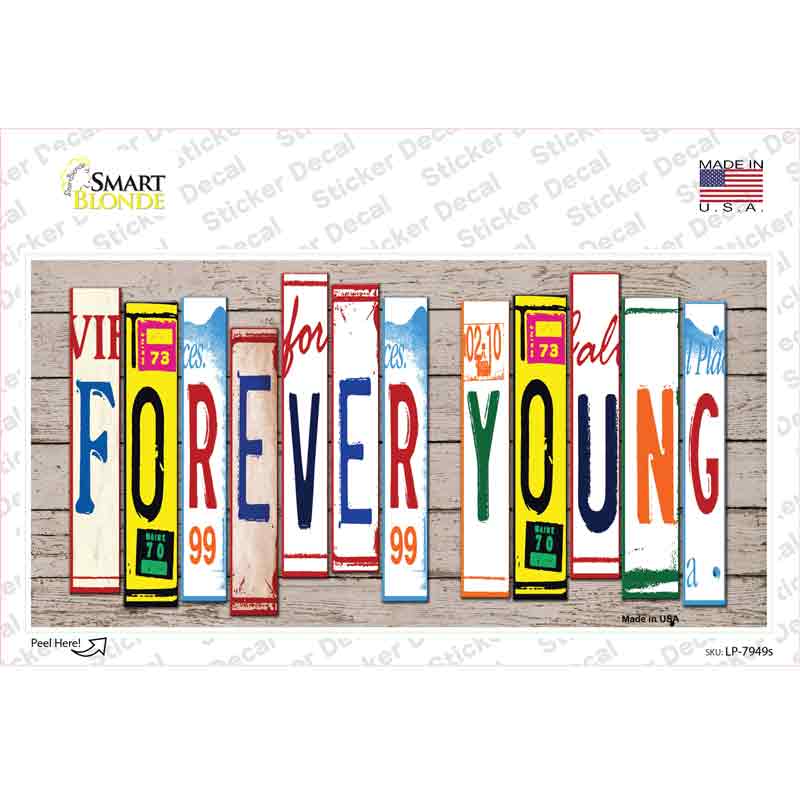 LP-7949s-M Forever Young Wood Art Novelty Sticker Decal - Medium